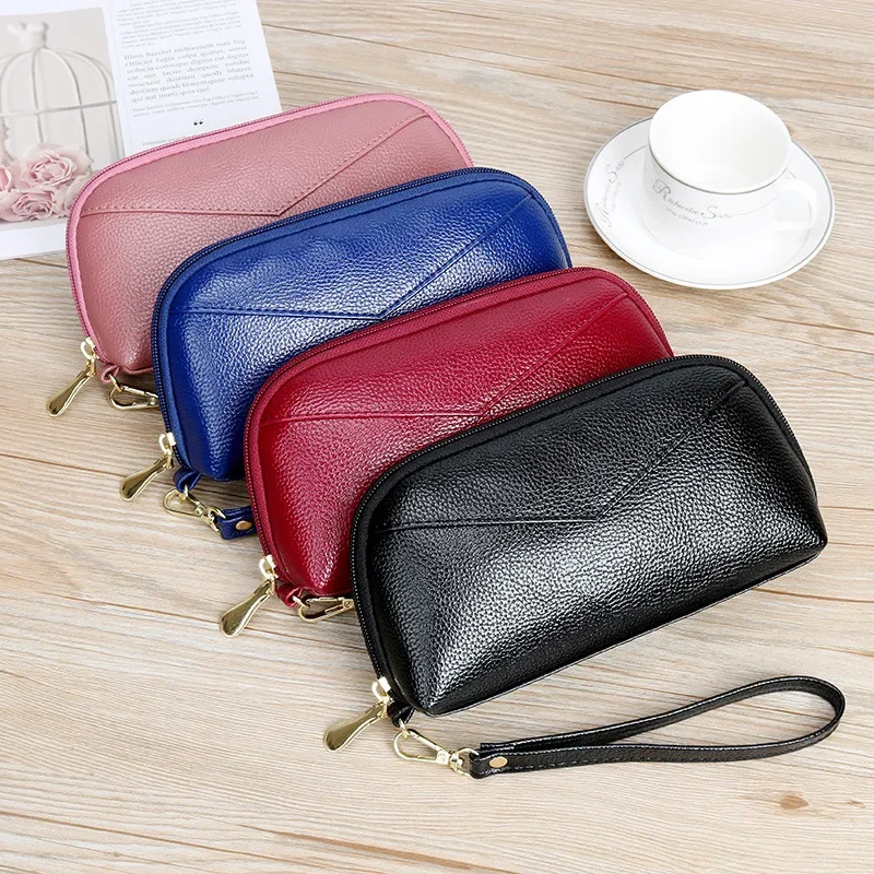 Leather Wallet Women Red/blue/pink/black Zipper Bags Female PU Leather Long Purse Fashion Mobile Phone Bag Luxury Handbags Purse