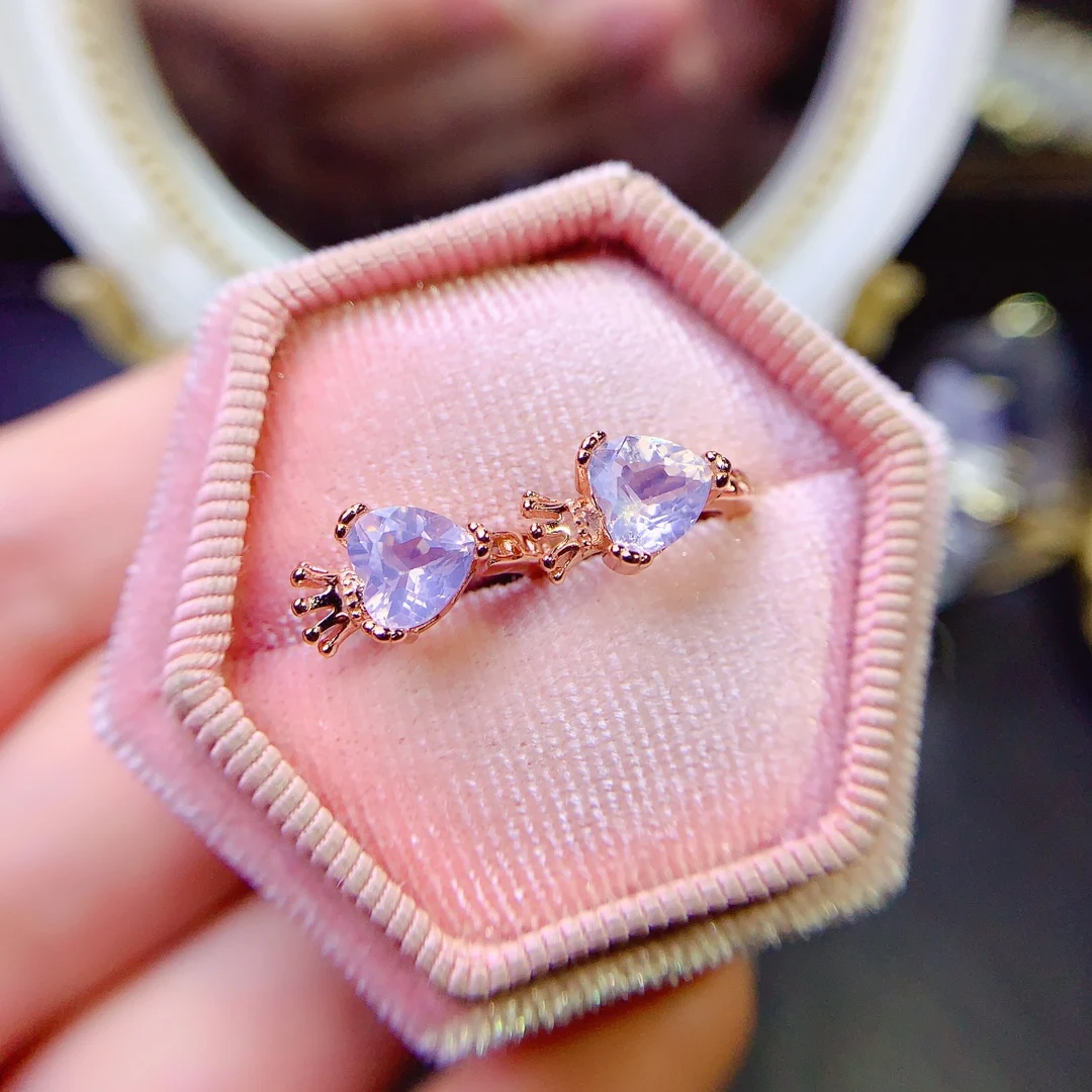 925 Sterling Silver Crown Huggie Earrings With Heart Natural Lavender Amethyst Hoop Earrings Silver Fine Jewelry For Women Gift - view 5