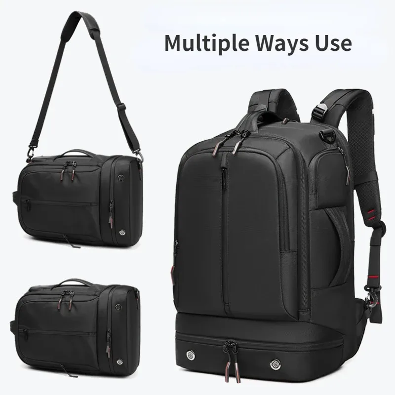 Imagem -03 - Mochila de Viagem Impermeável para Homens Bolsa de Luxo para Caminhadas ao ar Livre Bolsa Esportiva Multifuncional de Grande Capacidade Preta