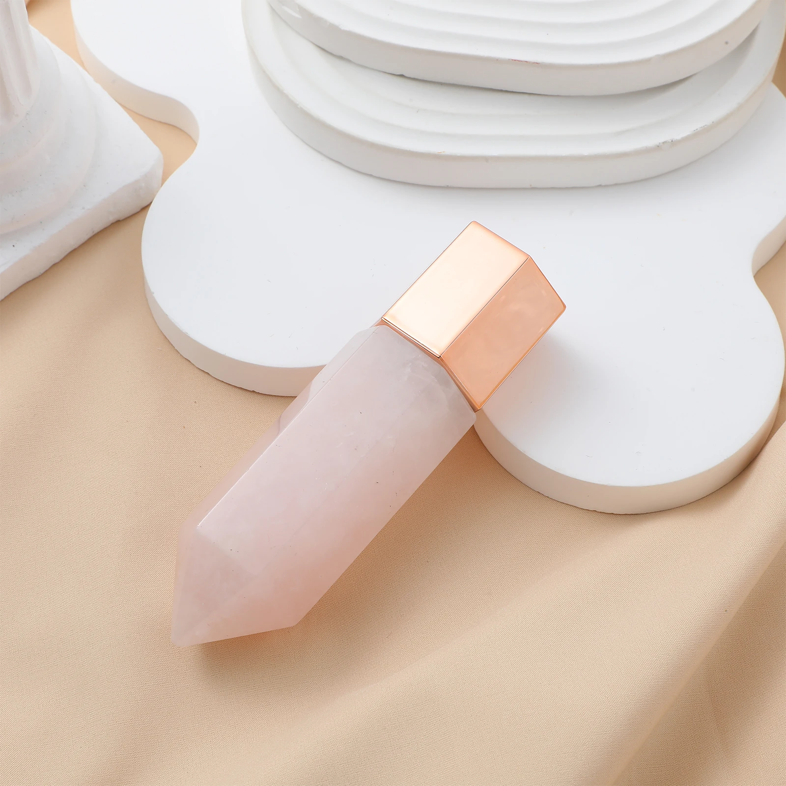

Facial Beauty Scraping Board Tools Stone Face Roller Skin Care Rose Quartz Column Massager Promote Blood Circulation Easy Store