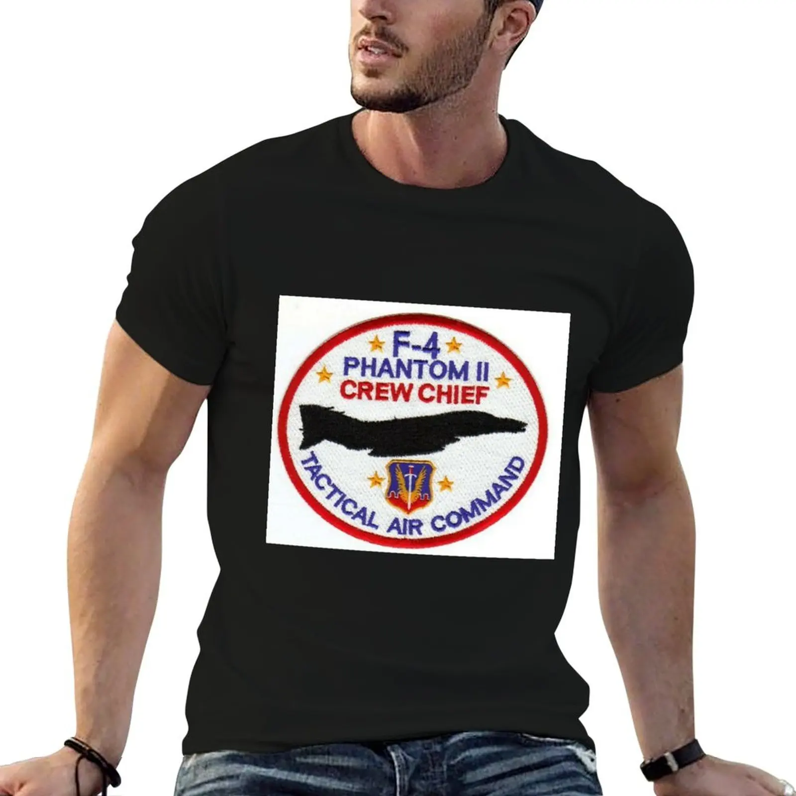 USAF F-4 PHANTOM II CREW CHIEF TACTICAL AIR COMMAND PATCH T-Shirt Casual Light Summer Short Sleeve Top