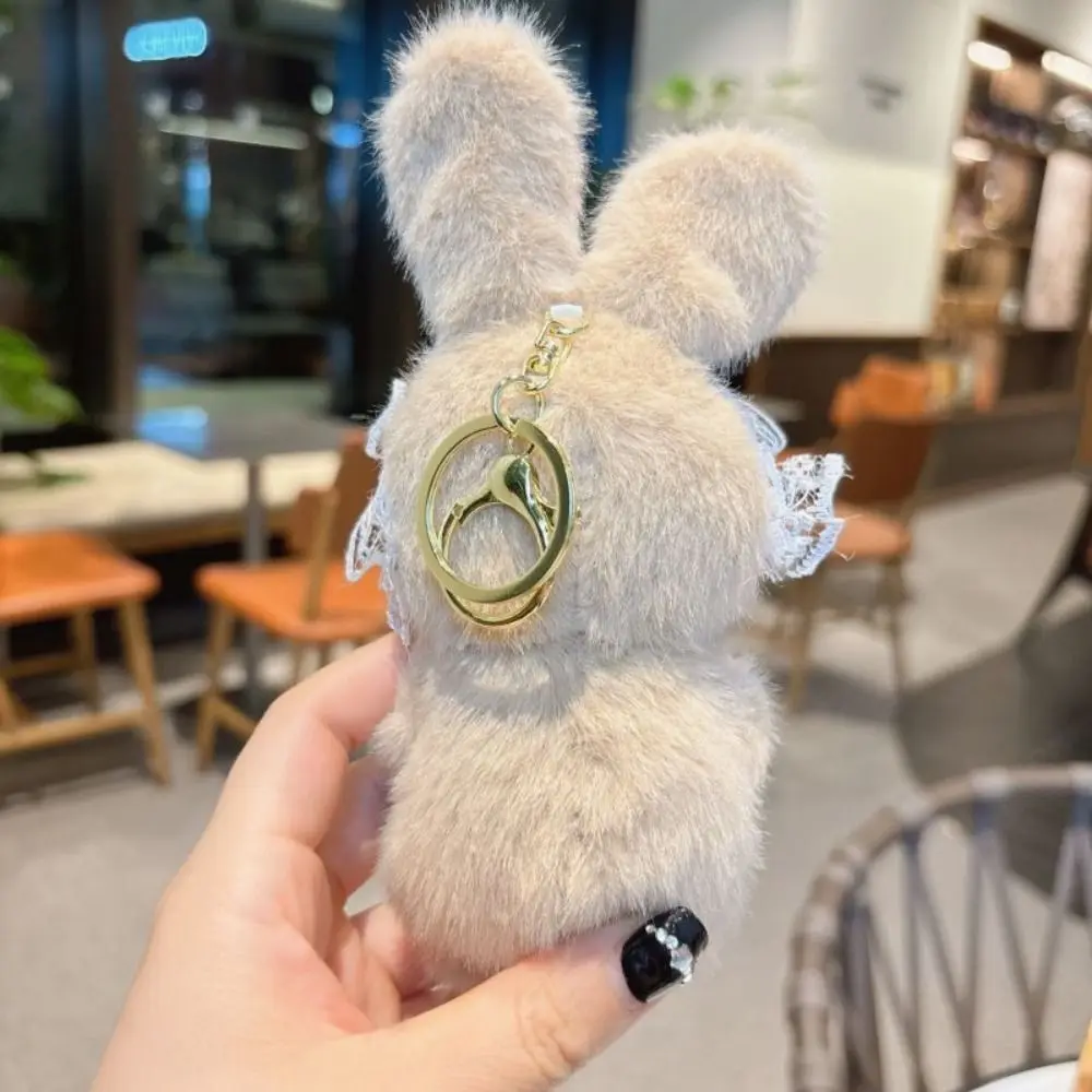 Llaveros creativos de dibujos animados de felpa, llaveros suaves Kawaii, baratija, bolso de conejo, colgante, adornos para mochila