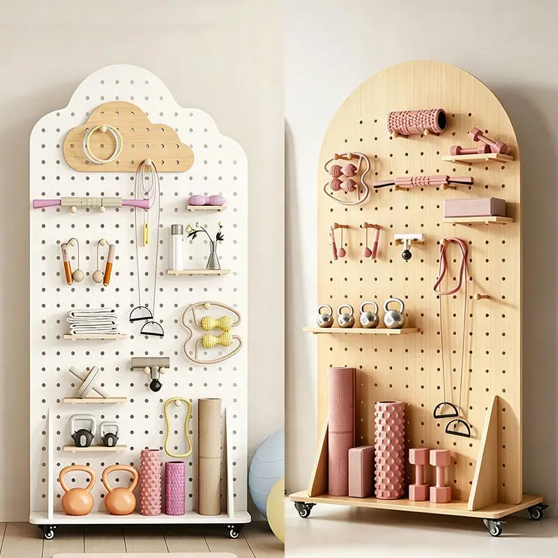 DSA solid wood perforated board equipment storage and organization vertical display rack movable pulley screen shelf