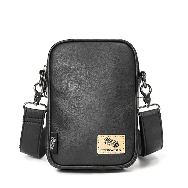 Męska torba na ramię, mała torba crossbody dla mężczyzn, skórzana modna torba listonoszka na telefon komórkowy, mini męska torebka, 2025