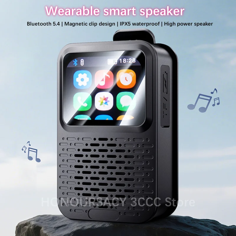 

Магнитные клипсы Mini BT V5.4 Портативные портативные беспроводные Bluetooth-колонки для работы на открытом воздухе с басами и интеллектуальным сенсорным экраном