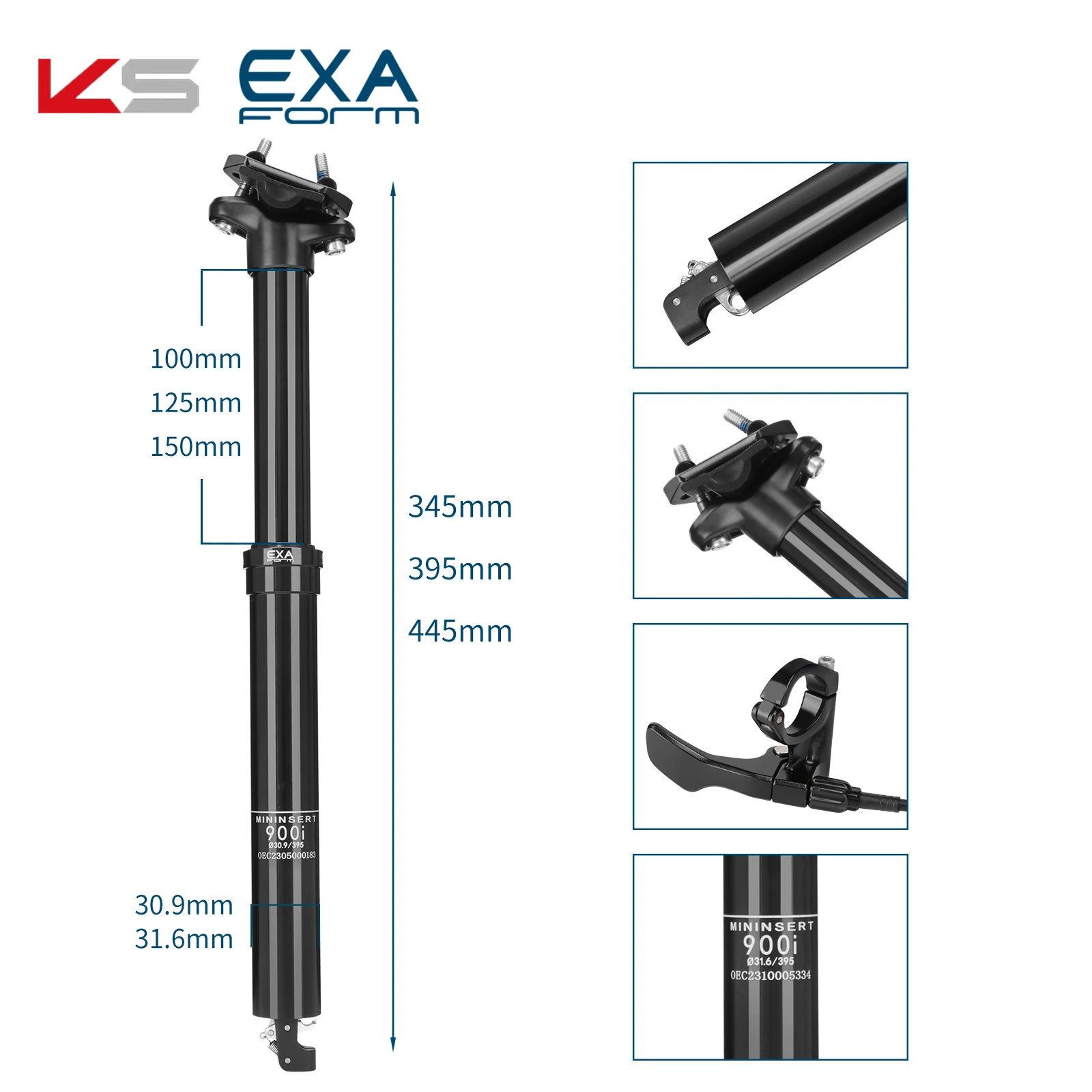 EXAFORM-Assento Dropper, cabo de encaminhamento interno, controlo remoto do fio, tubo do assento de elevação, espigão MTB, 30.9, 31.6x395mm, 900i