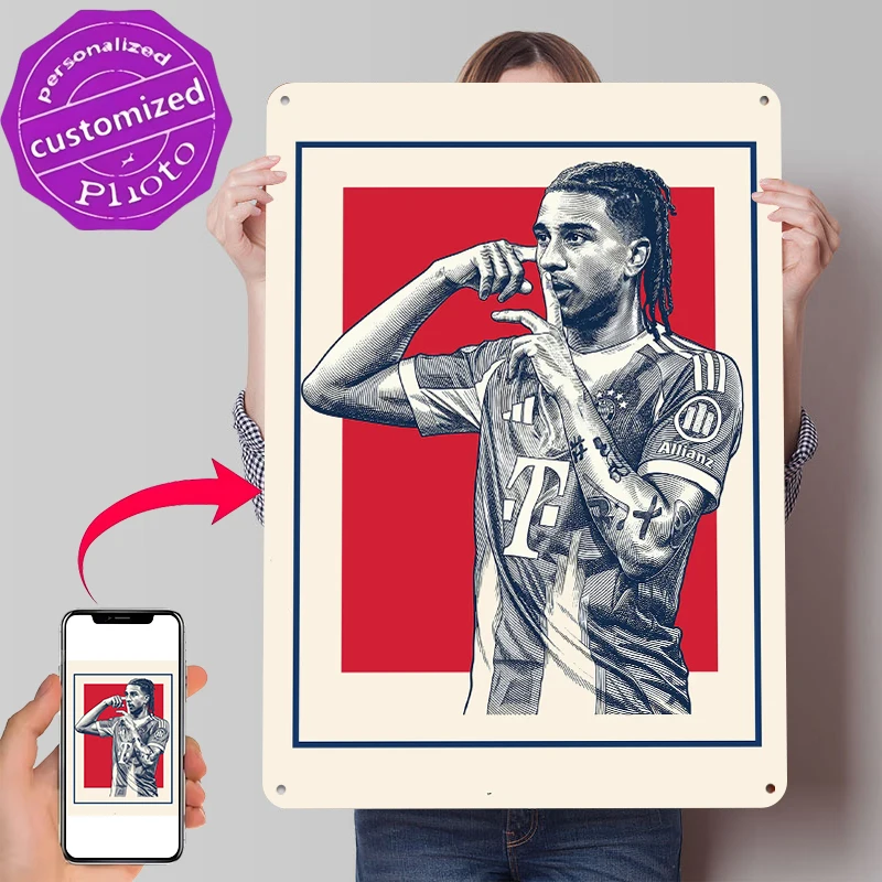 Michael Olise Football Player Metal Poster Customized Wall Art Retro Vintage Metal Signs for Man Cave Home Decoration Ornaments