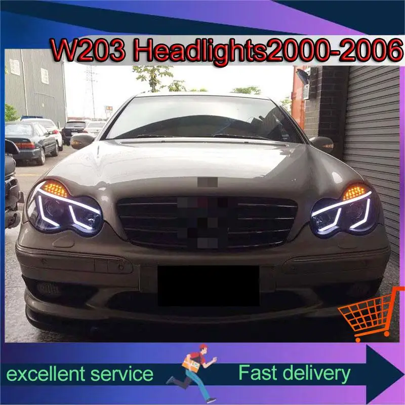 

Head Lamp for BENZ W203 2000-2006 LED Front Light C200 C180 Upgrade Projector LED Turn Signal Lamp Automotive Accessories