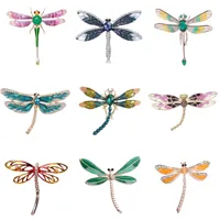 Rhinestone Dragonfly Brooches for Women Unisex Enamel Insect Pins Banquet Party Backpack Gifts Jewelry Accessories