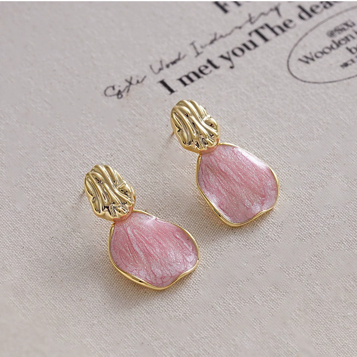 الوردي المينا قطاع النفط استرخى أقراط للنساء الذهبي المعادن غير النظامية هندسية شخصية إسقاط أقراط مجوهرات الحفلات هدية #3