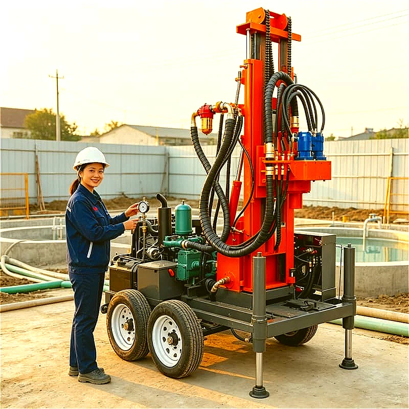 Air Compressor Compatible Small Water Well Drill Rig Portable 120m For Hard Rock Water Well Drilling Rural Supply Customized