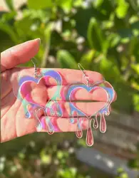 Valentine's Day Earings 2024 Spring Trend Heart Acrylic Earring Color Statement Earrings Clear Drop Earring for Women Girls