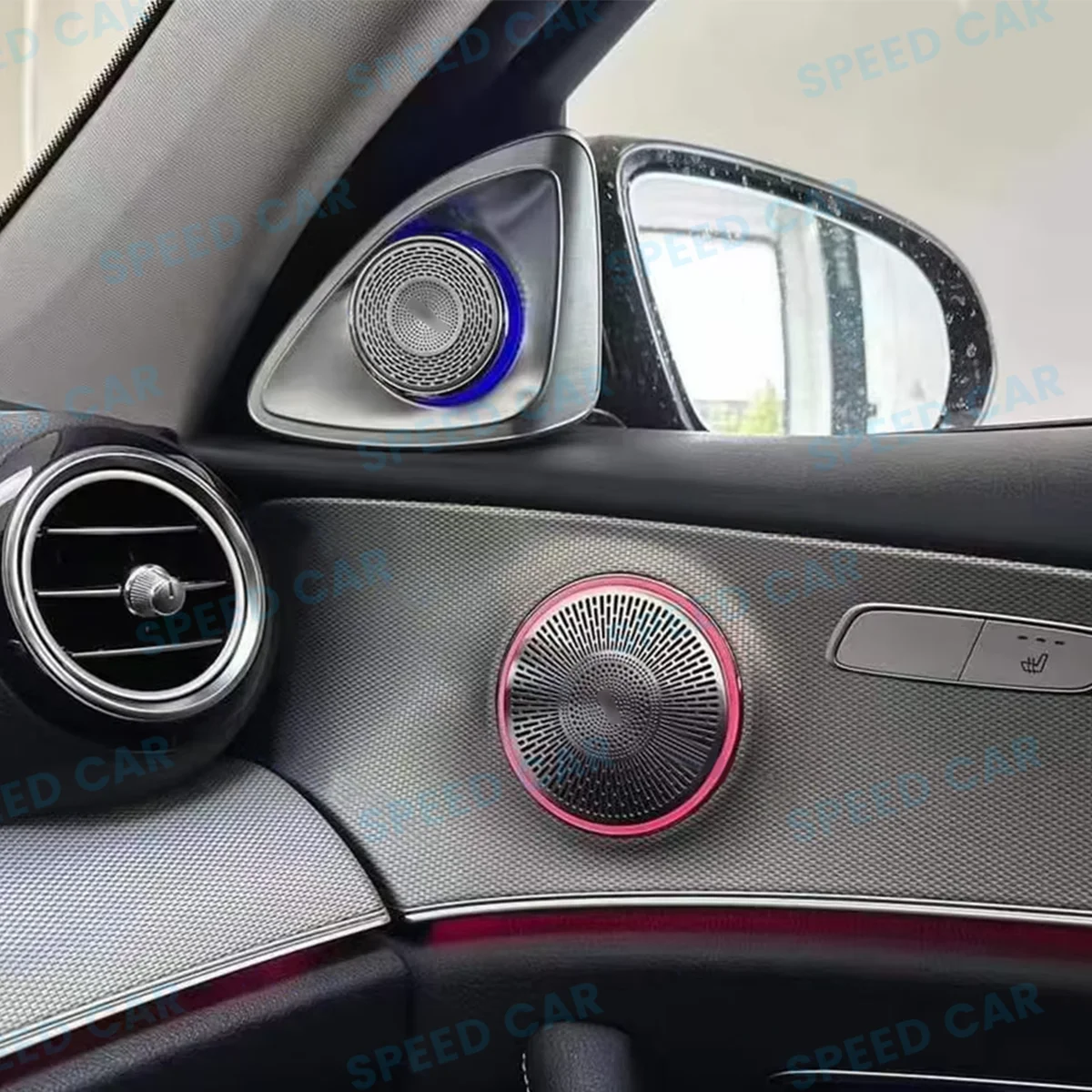 

New LED Speaker Covers For Mercedes Benz C Class W205 W213 X253 W238 C/E Class E Coupe Sound Metal Decoration Lamp Ambient Light