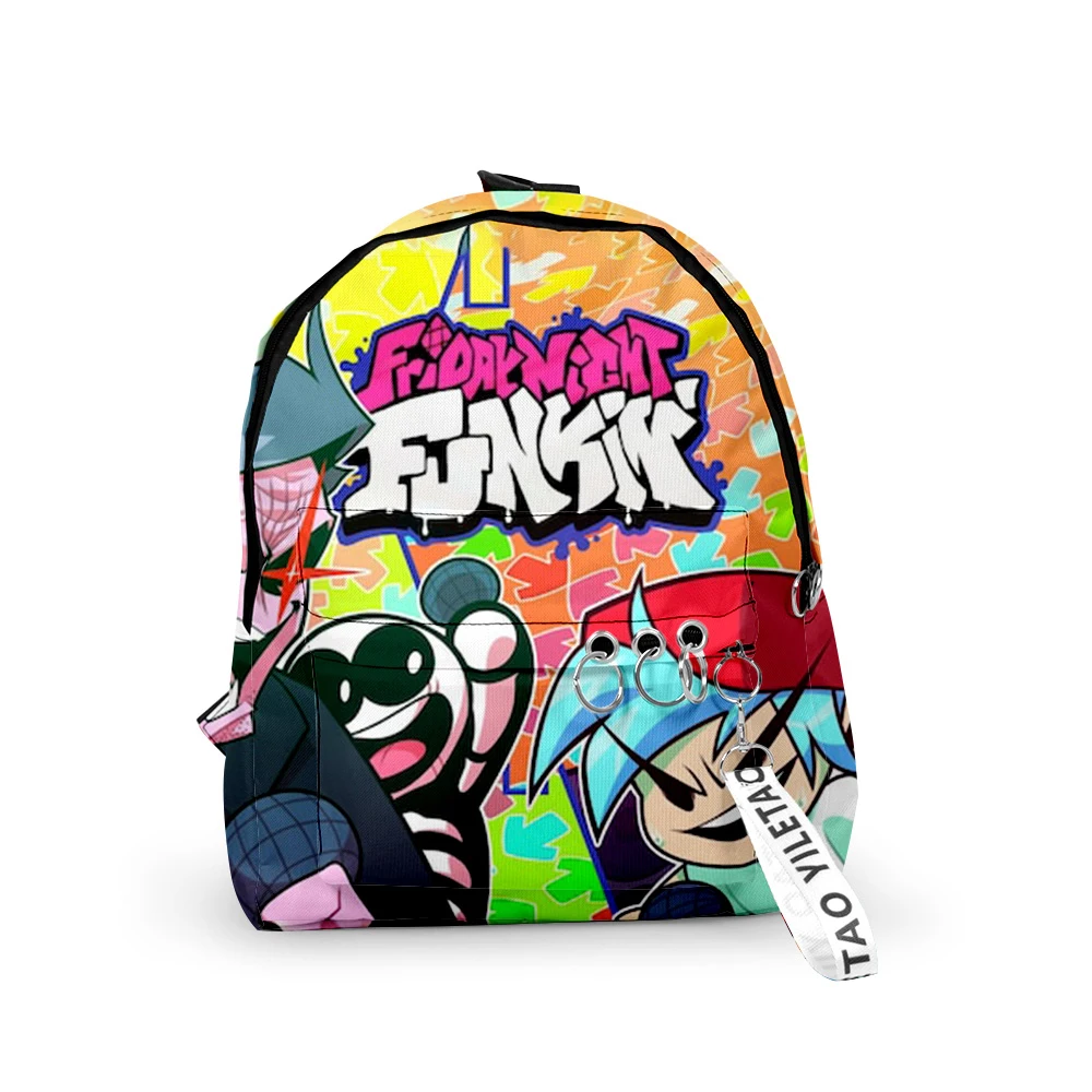 Classic Novelty Friday Night Funkin Backpacks Boys/Girls pupil School Bags 3D Print Keychains Oxford Waterproof Small Backpacks