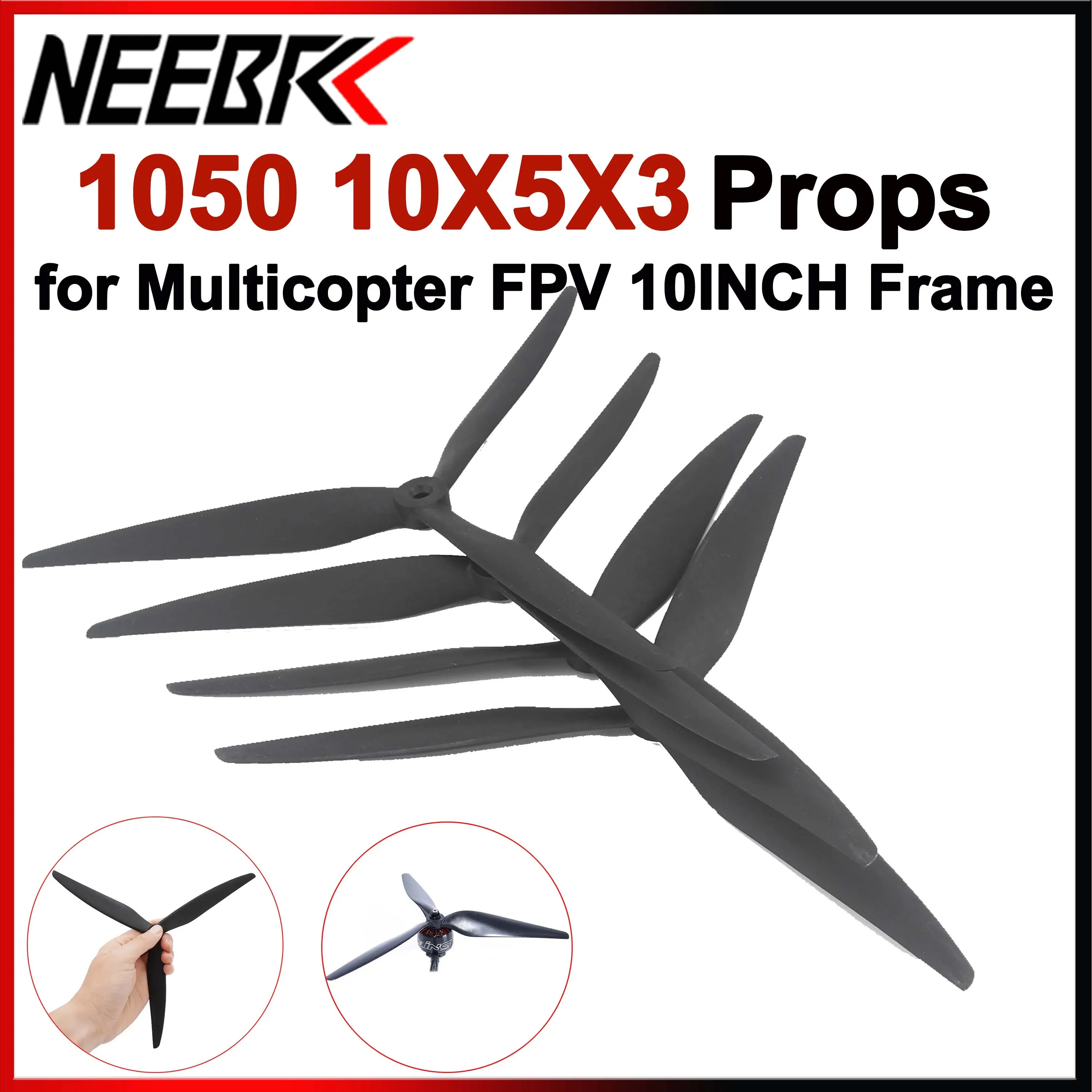 

Опора 10X5X3 1050 10 дюймов, 3 лопасти, армированный стекловолокном нейлоновый пропеллер для Mark4 10 дюймов V2 HQ FPV Frame Drone 3115 Motor F405