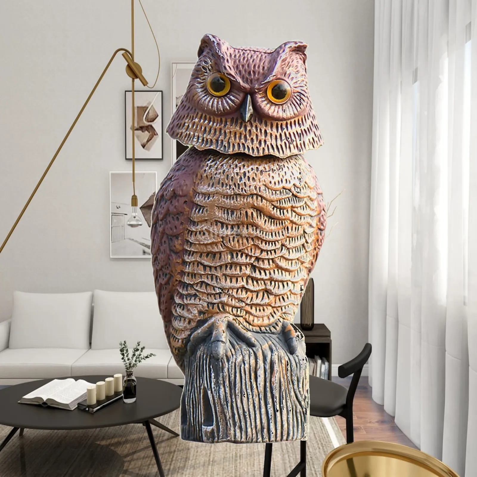 Solar Powered Fake Owl Decoy Gargen Yard Ornaments Hunting Decoy for Garden Yard Deterrent Mice Rat Yard Protector