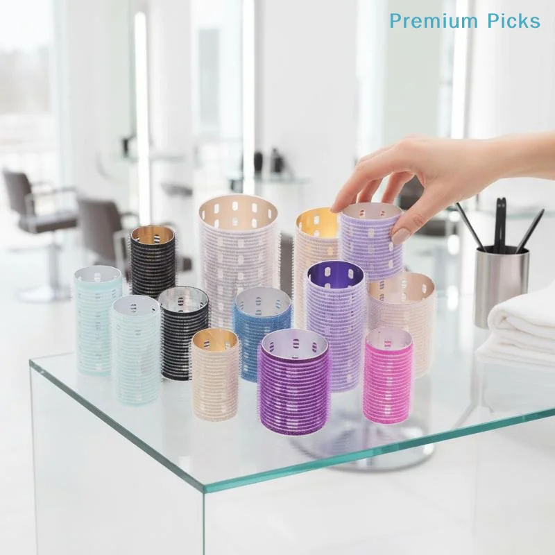 portableColor Aluminum Core Self-Adhesive Hair Roll Pure Nylon Hook And Loop Roller Self Grip Styling Hot Thermal Volume Curler