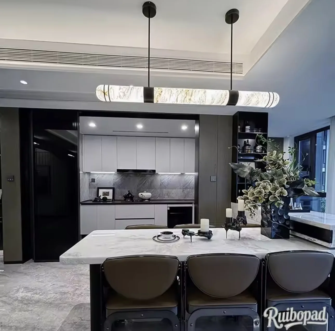 

Роскошная мраморная подвесная люстра - диммируемая светодиодная люстра для столовой, кухонного острова, минималистичная бронзовая медная подвесная лампа