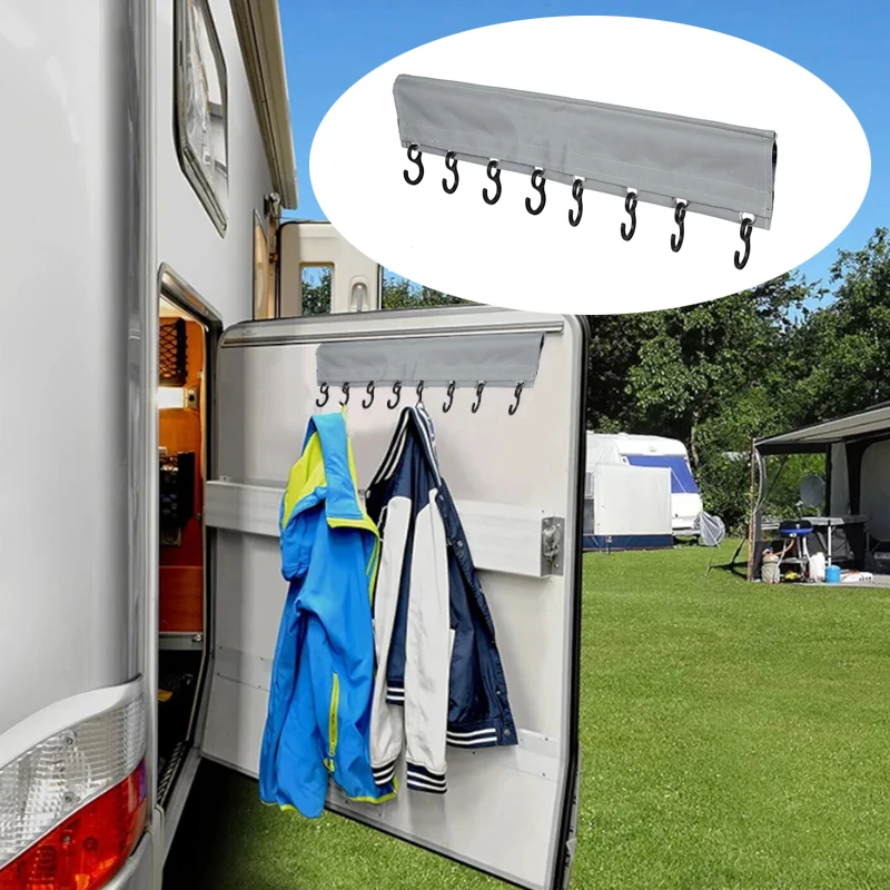 RV Camping Clothes Hook Rail With Keder/Piping Camping Coat Hooks Racks For Caravan Keder Piping Rail Strips Or Tent Roof Poles