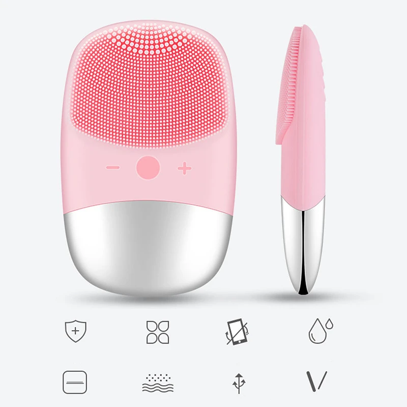 Rechargeable Electric Waterproof Sonic Face Scrubber Facial Cleansing Brush Silicone for Women Deep Clean Exfoliates Massager