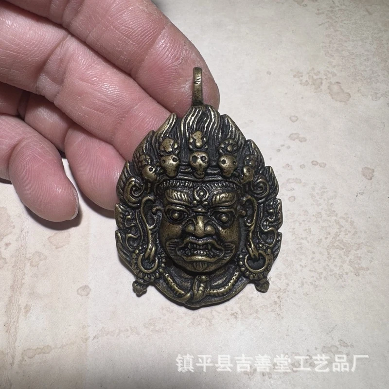 Tibetan- pendant, Bhumi Mahavairocana, vintage distressed craft, antique bronze color, ethnic style, Black Heaven accessory