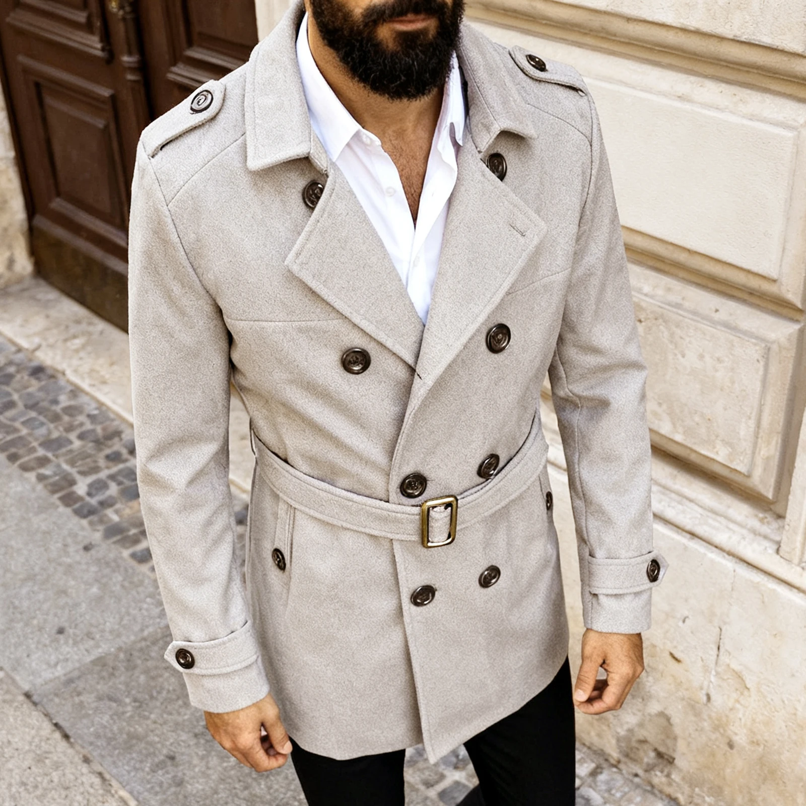 

2026 Fashion Men's Winter Trench Coats Male Warmer Double Breasted Mid-Length Jackets Solid Stylish Warm Wool Blend Overcoats