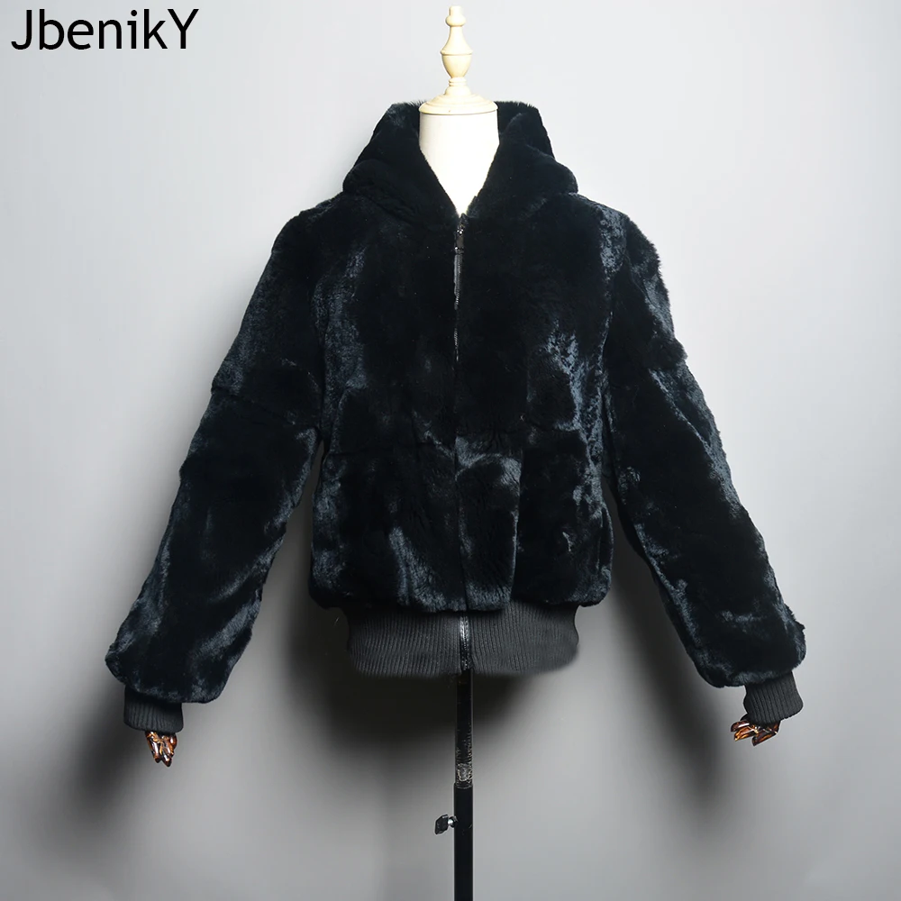

Women Winter Warm 100% Natural Rex Rabbit Fur Hooded Coats New Lady Real Rex Rabbit Fur Jackets Hot Genuine Fur Overcoat