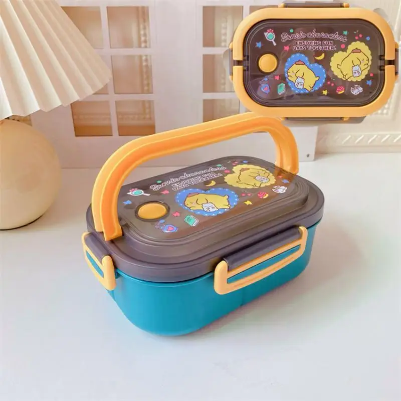 Disney Stitch Cartoon Portable Lunch Box Child Student Hermetic Bento Box Office Portable Double Layer Lunch Box High Capacity