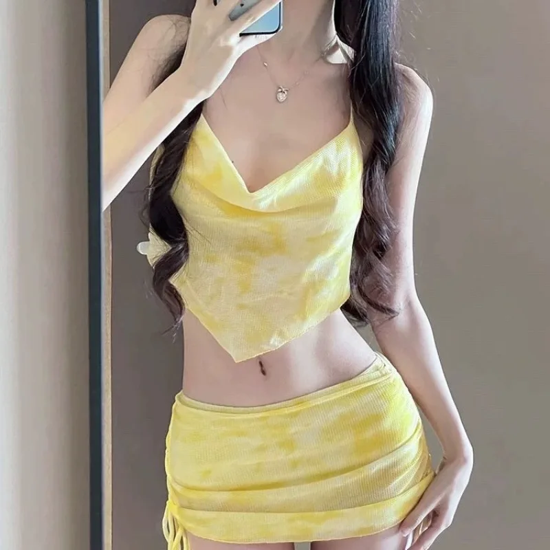 ​​women Sexy 3pcs Bikini Set Slimming Wrap Skirt Beach Resort Hot Spring Swimsuit Cover Up Swimwear for Vacation Thermal Spa​​