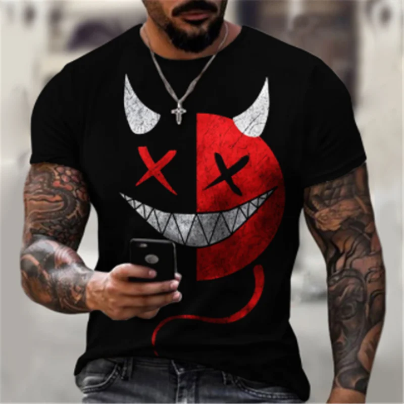 HOT new 2024 3D digital multi-expression printed men\'s short-sleeved sports summer T-shirt plus size xxs-6xl