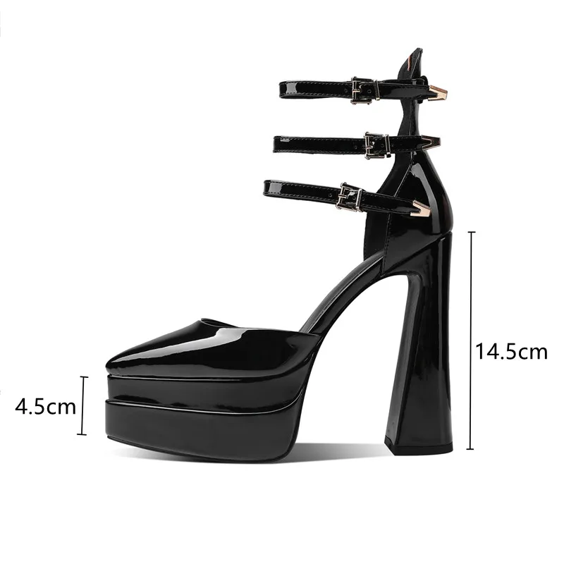 Runway style Platform Wedges Women Pumps Fashion Pointed toe Ankle Strap Mary Janes High heels Summer Female Wedding Bridal Shoe