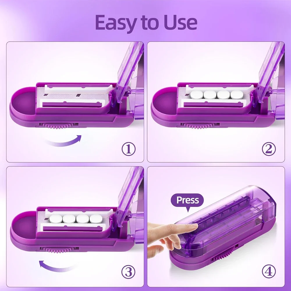 BOTQTOW Adjustable Pill Splitter - 1PC Stainless Steel Cutter with Blade Guard & Precise Alignment for Accurate Pill Cutting view 3