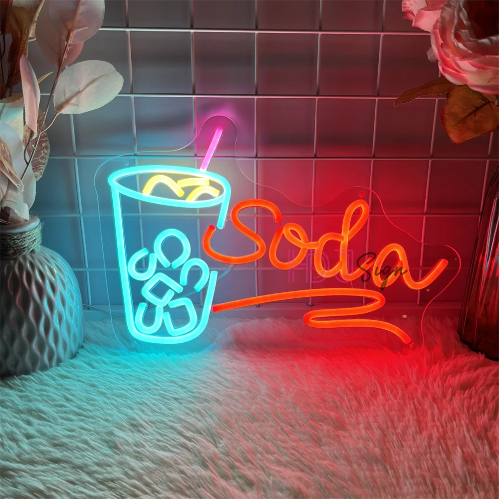

Soda Drinks Neon Led Sign Wall Art Bedroom Decoration LED Neon Light Signs Room Bar Culb Pub Decor for Summer Holidays Lights