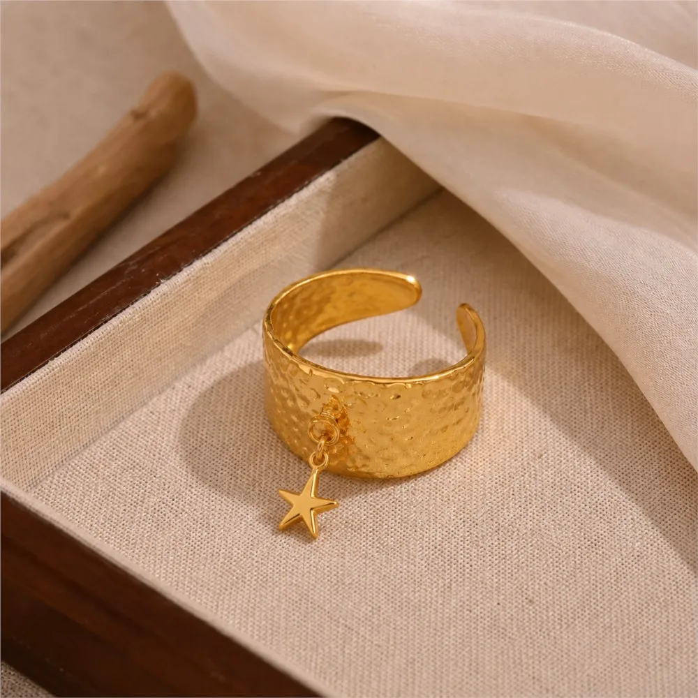 5Pcs Stainless Steel Chunky Wide Rings for DIY Jewelry Making
