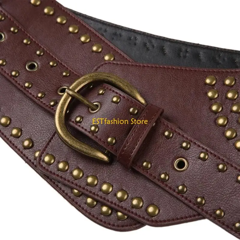Y5GC Teens Exaggerated Waist Straps with Adjust Length Buckle Irregular Belt Coat Jeans Male Wide Fashion Formal Waistband