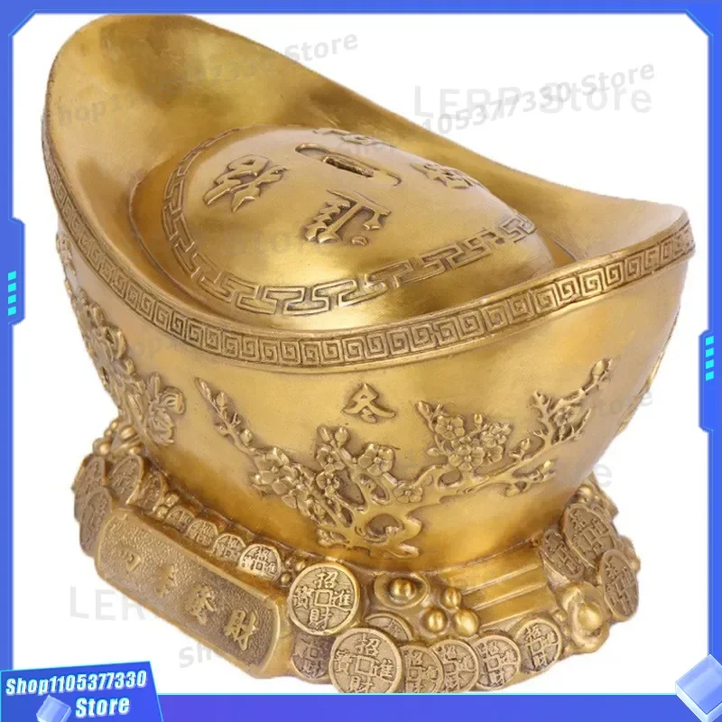 Yang Tongji Brass Ingot Ornament Large Gold Ingot Decor 10000 Taels Piggy Bank Four Seasons Wealth Symbol Home Office Desktop