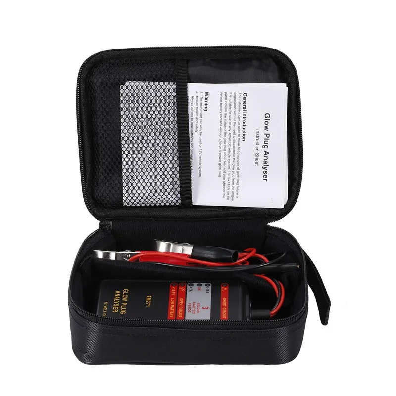 EM271 12V Vehicle Automotive Glow Plug Analyzer Portable LED Display Auto Glow Failure Diagnostic Tool Car Engine Tester