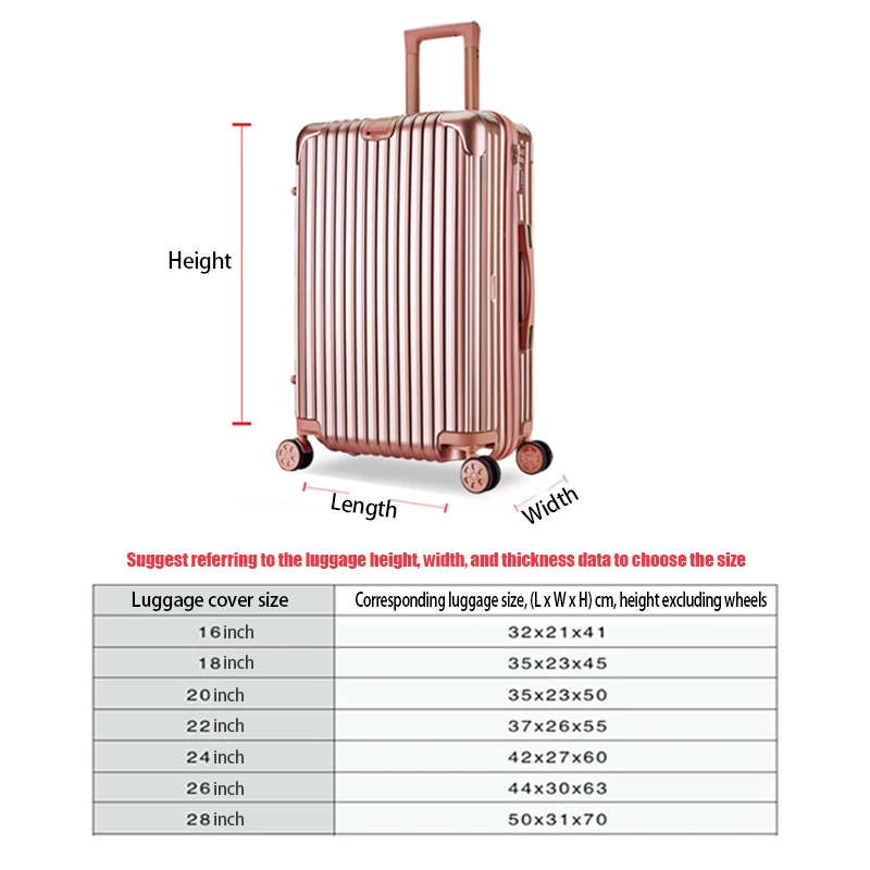 Protezione per bagagli trasparente impermeabile antipolvere pioggia in PVC trasparente Trolley da viaggio durevole copertura per valigia 18-30