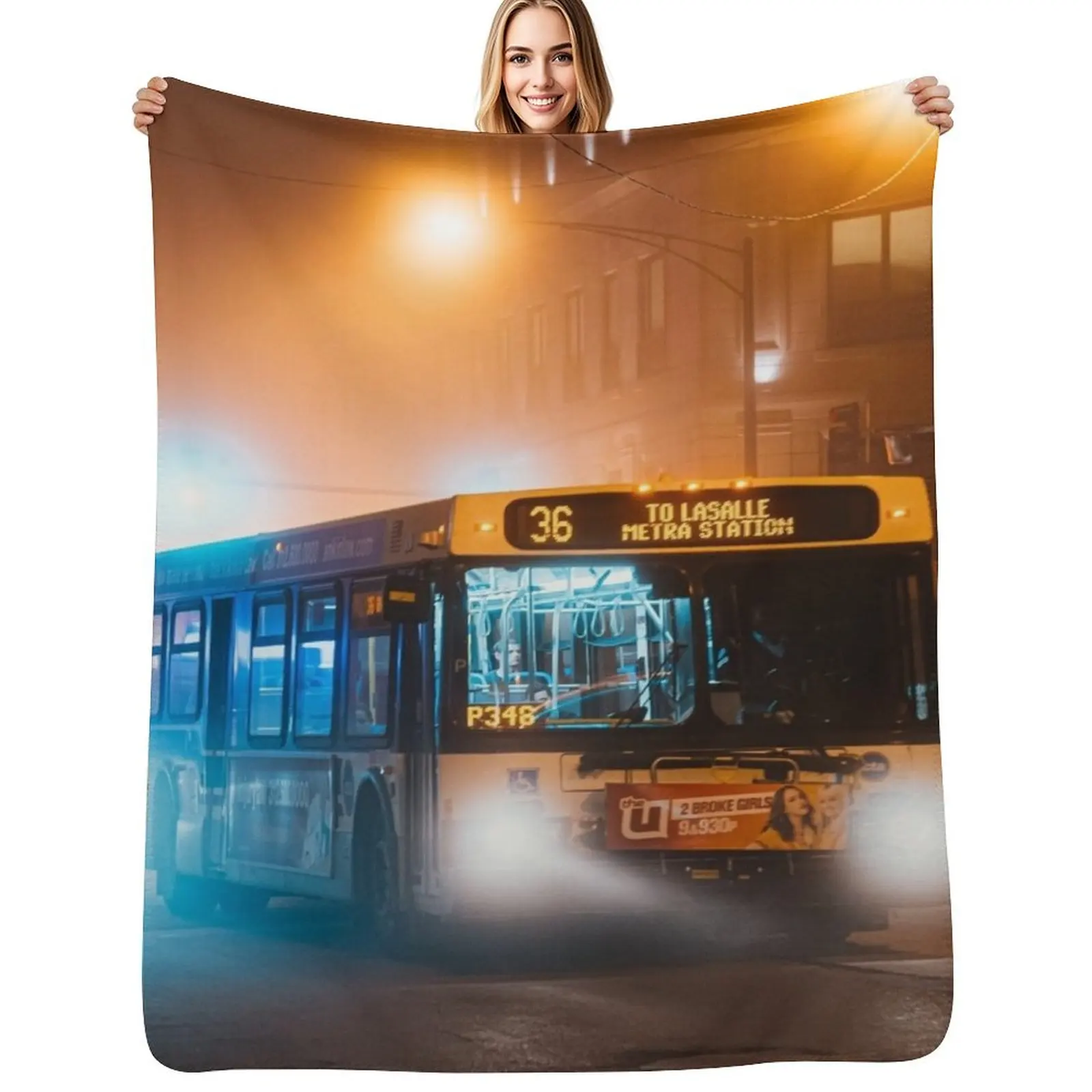 

Bus Throw Blanket Plush Fuzzy Cozy Blanket for Couch Sofa