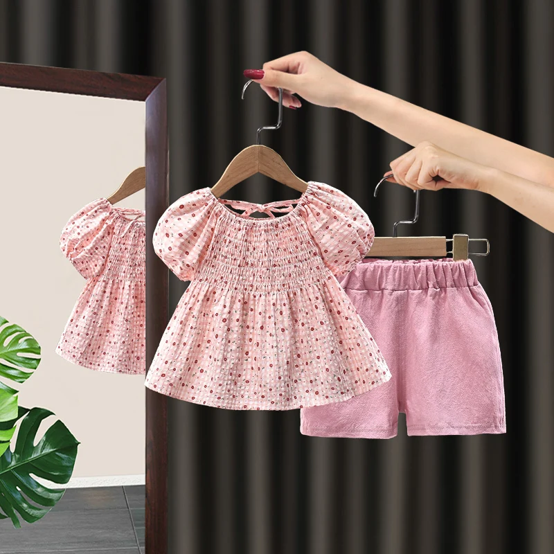 New Summer Baby Clothes Suit Girls Cute T-Shirt Shorts 2Pcs/Sets Kids Children Clothing Toddler Casual Costume Infant Tracksuits