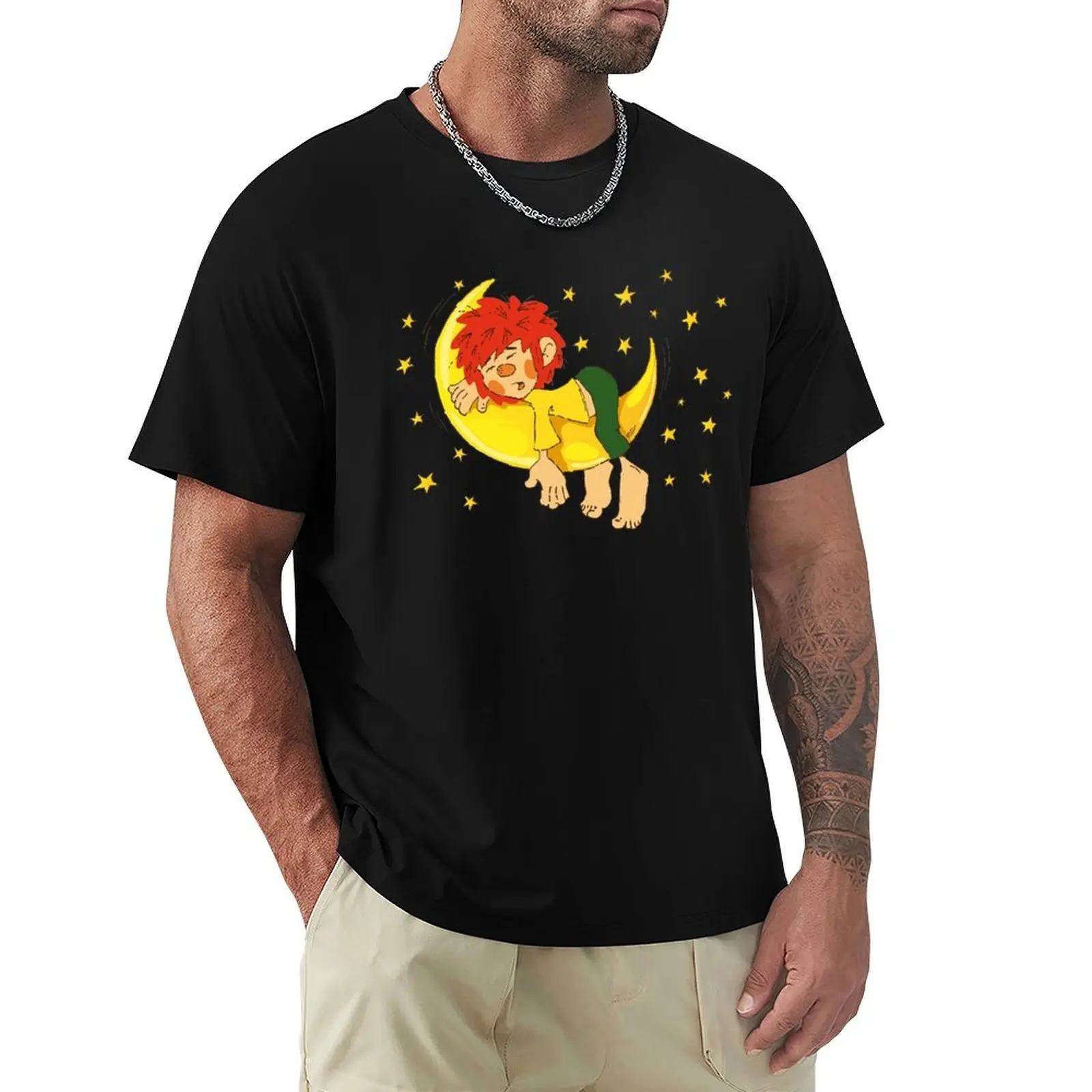 Camiseta Pumuckl mit Mond und Sternen, camiseta transpirable de manga corta para entrenamiento