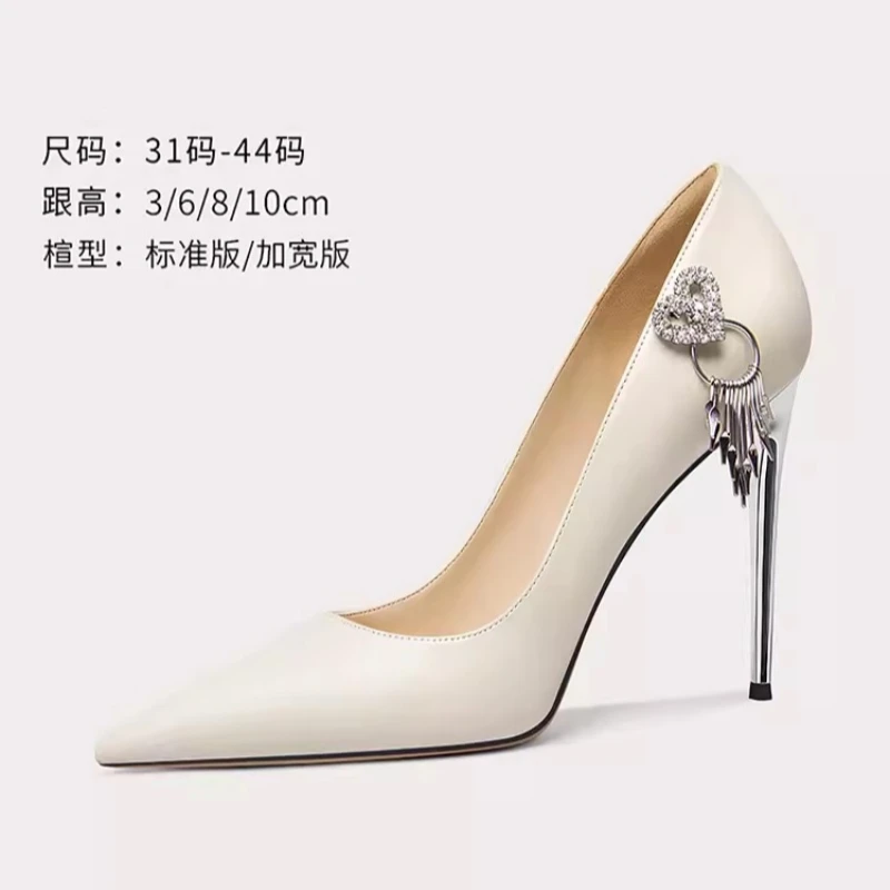 

Spring and summer new pointed -in -mouth rhinestone Single shoes fine heel banquet dress large size small size women's shoes