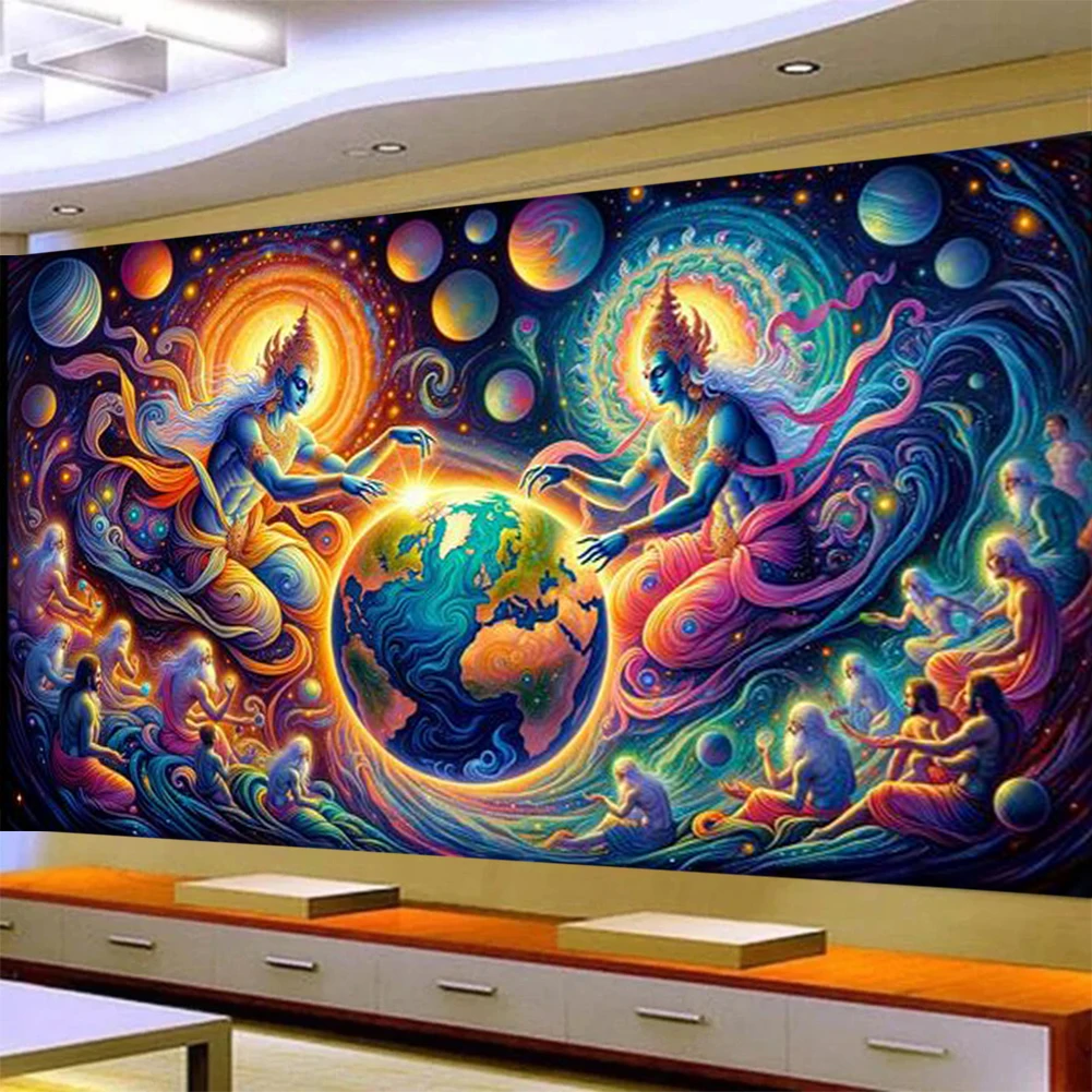 DIY büyük elmas boyama soyut kahraman ikizler tam kare yuvarlak elmas sanat maya mitoloji epik efsaneleri yaratma dekor