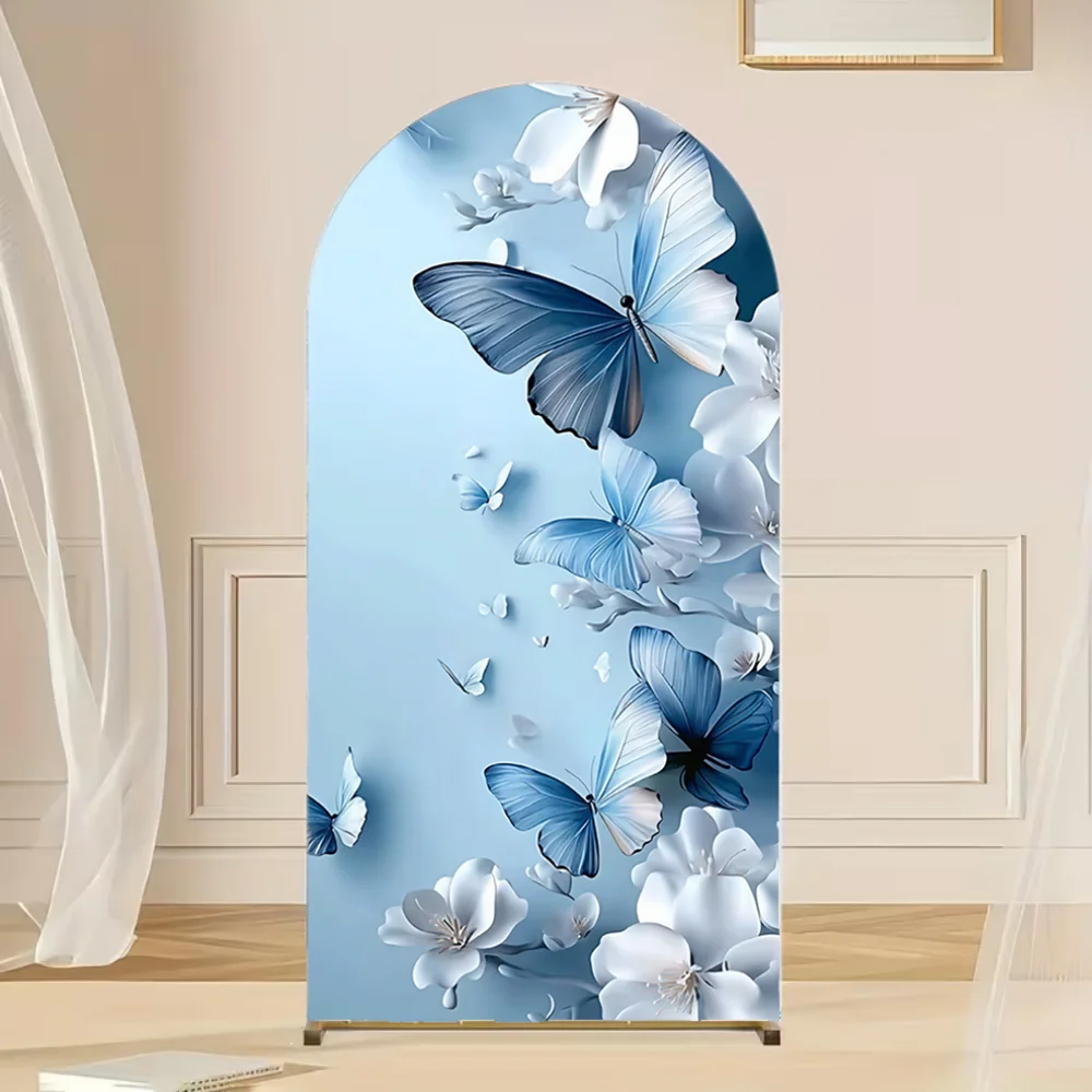 Double-sided Butterfly Birthday Happy Arched Background Cover Watercolor Flowers Wedding Bride Shower Party Decoration