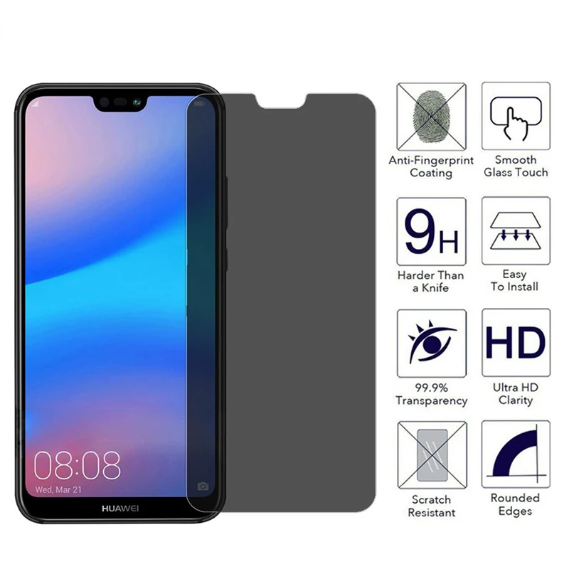 3D Privacy Tempered Glass For Huawei P9 P10 P20 P30 plus lite Protective Anti-spy Screen Protectors For Huawei P20 Pro P50 P50E