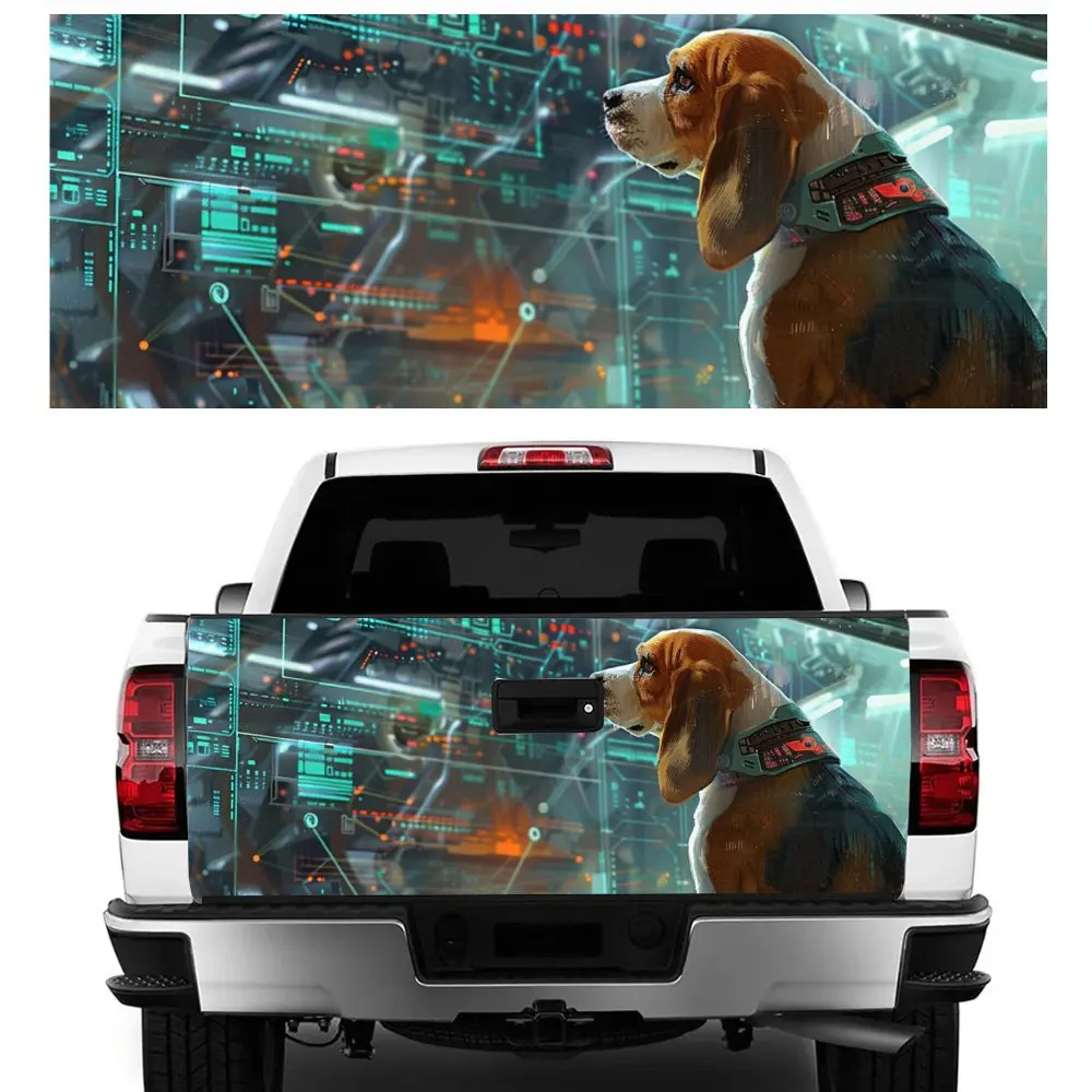 Science Fiction Beagle Dogs Print Car Tail Trunk Protect Vinly Decal Auto Accessories Hood Decor Sticker for Off-road Pickup