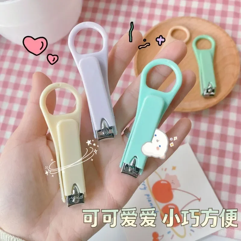 Korean INS Fashion Macaron Color Nail Clippers Cutter Baby Nail Care Nail Trimmer Household Kids Girls Folding Nails Scissors