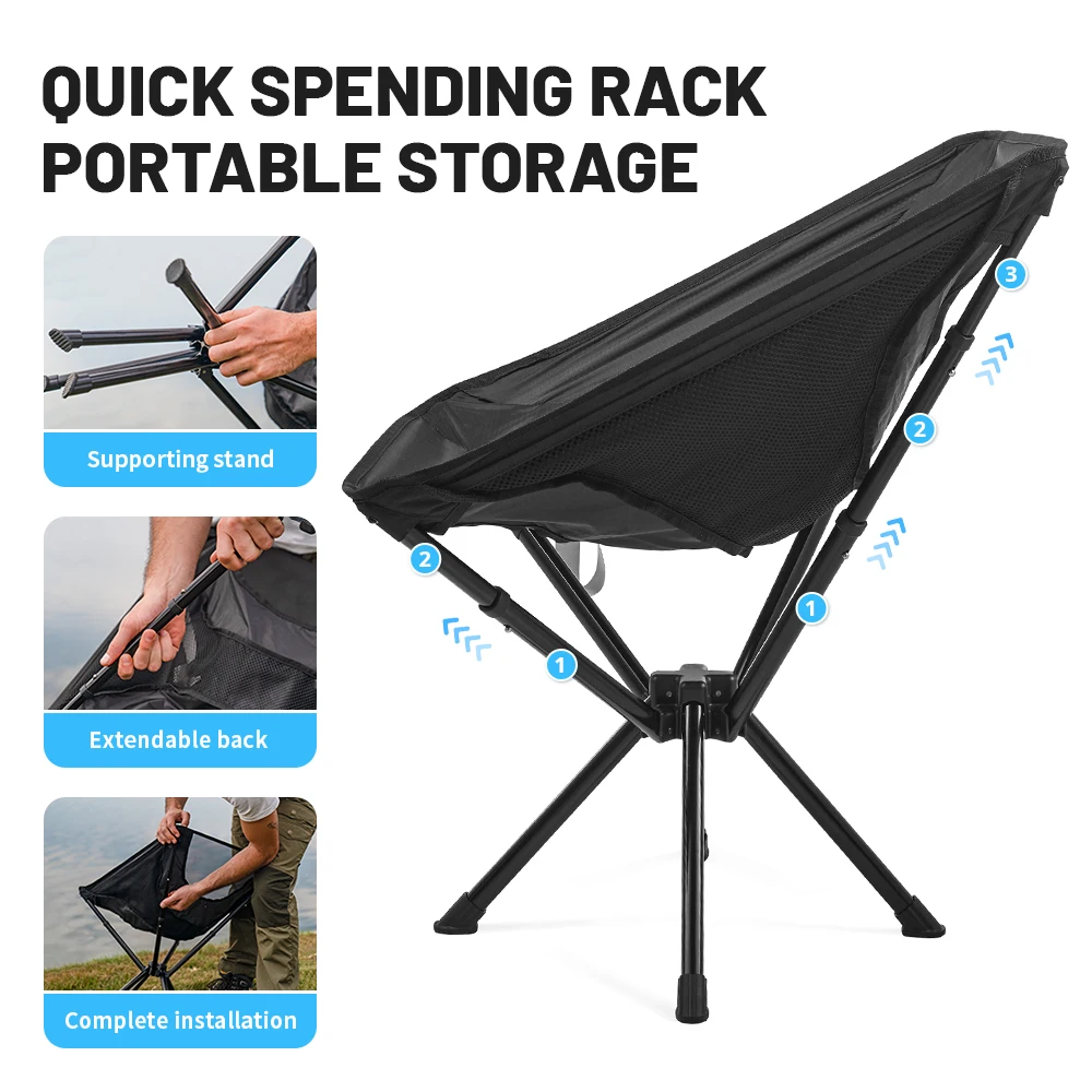 Naturehike L03 Folding Chair Ultralight Outdoor Fishing Chair Portable Picnic Camping 120kg High Load Three Legged Moon Chair