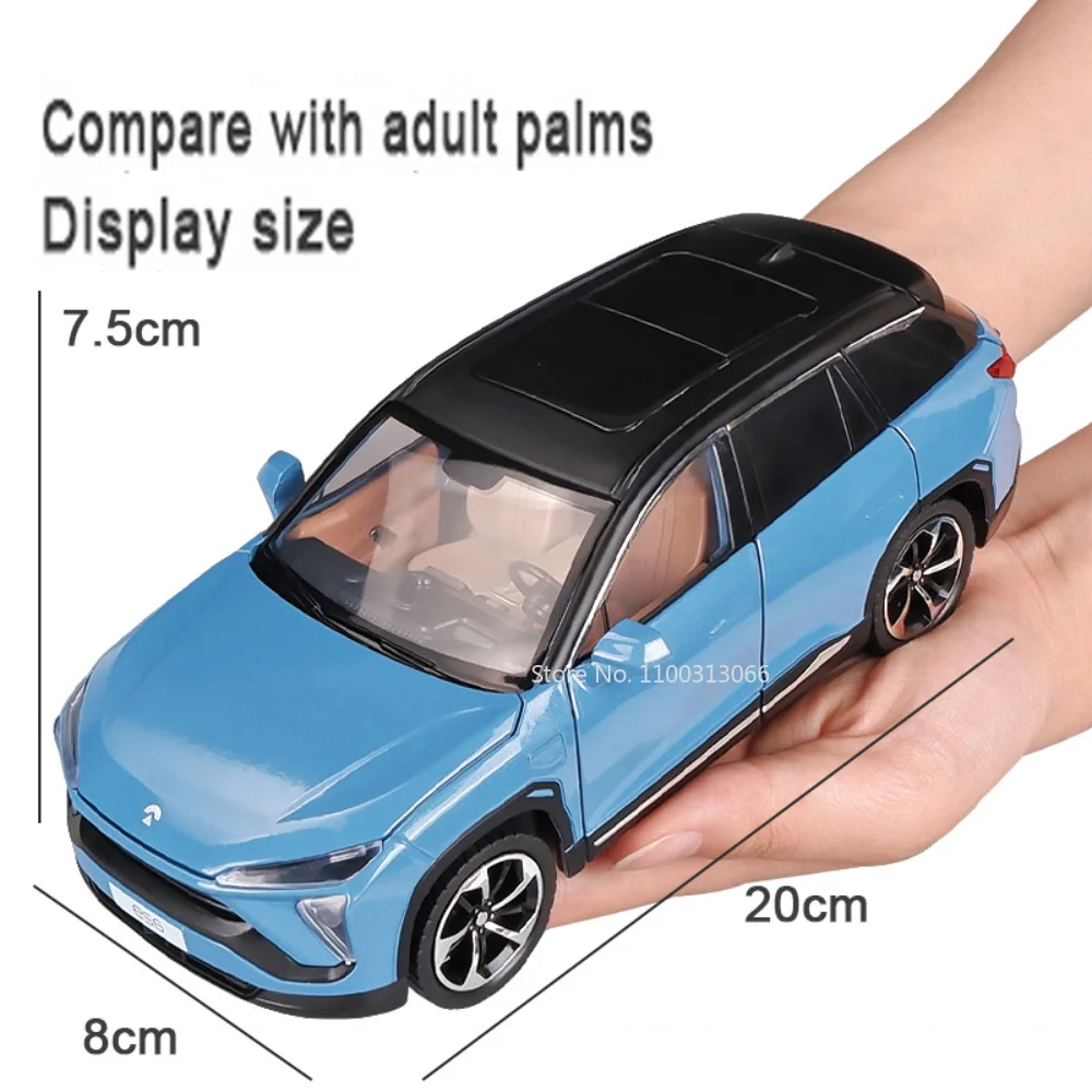 1:24 NIO ES6 SUV Alloy Car Model Diecast Metal Toys Vehicle Car Model High Simulation Collection With Sound Light Pull Back Car