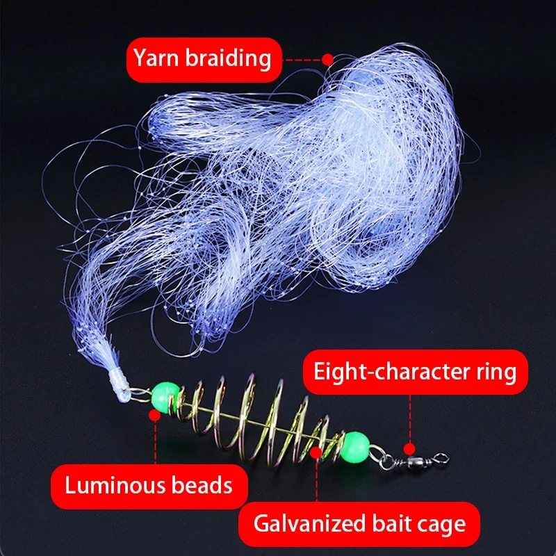 Multi Size Fishing Net Explosion Hook Trap Mesh Luminous Bead Netting Sea NetTackle Design Copper Shoal Cast Gill Feeder Trap